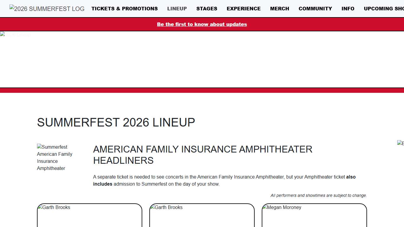 2026 Lineup Summerfest, The World's Largest Music Festival